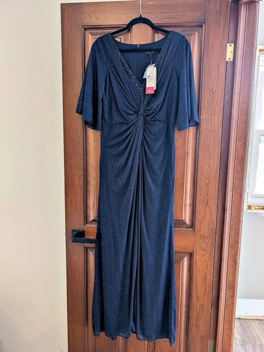 Laura Ruched Sparkly Dress in Navy Blue Size 10 NWT ($278)